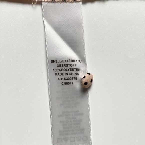 Adrianna Papell Sleeveless Polka Dot Blouse Medium Tan Black Ruffle Work Top - Picture 9 of 12